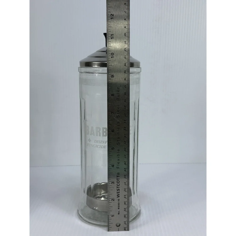 Vintage‎ Barbicide Jar Glass Barber's Shop Decor Comb Storage Disinfectant King